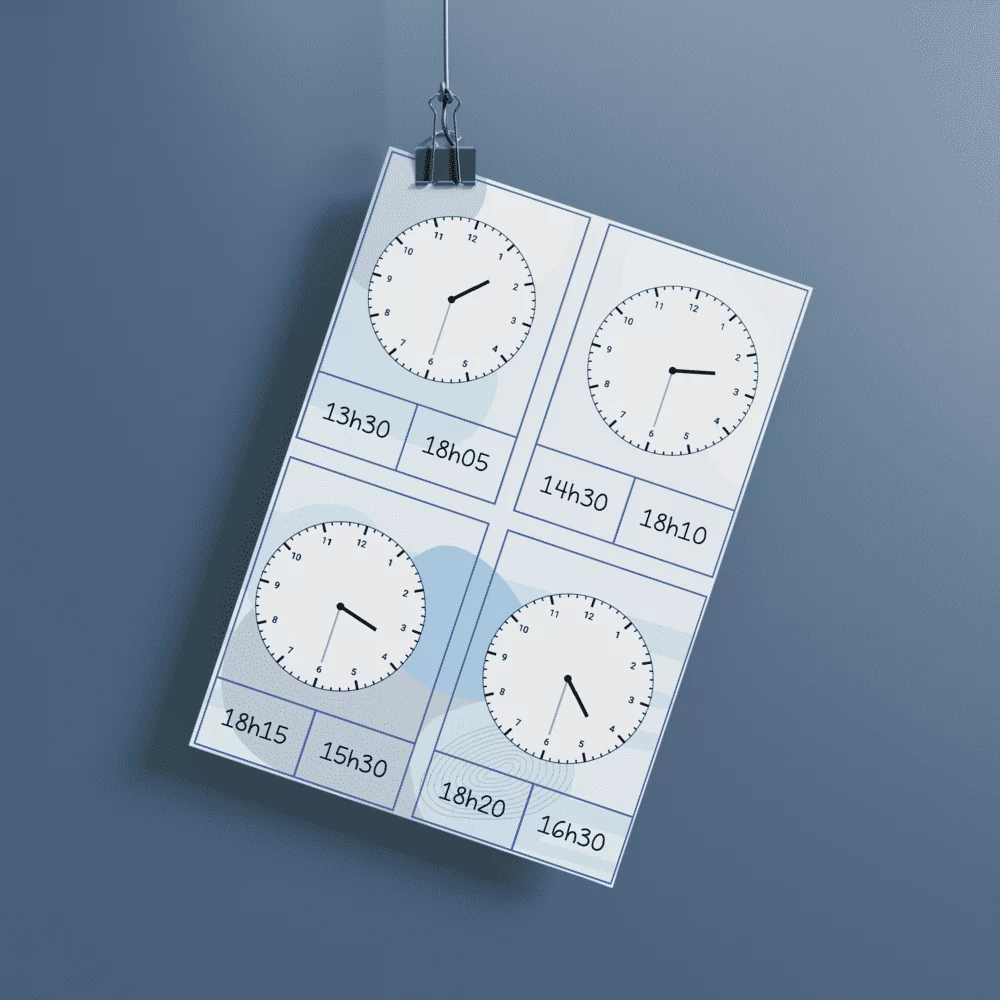 Cartes à tâches - Les heures