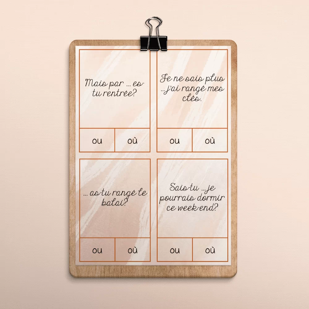 Cartes à tâches - ou/où