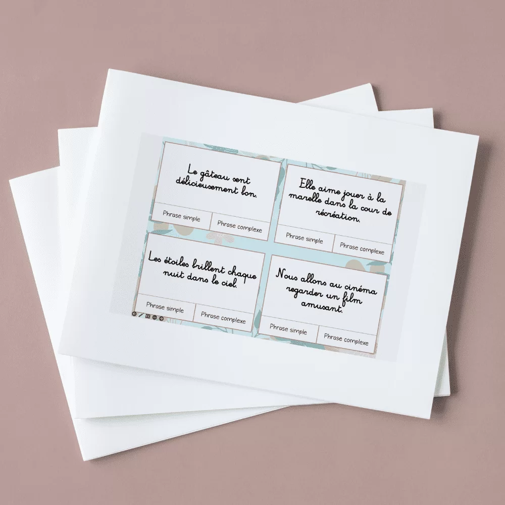 Carte à tâches - Phrases simples et phrases complexes